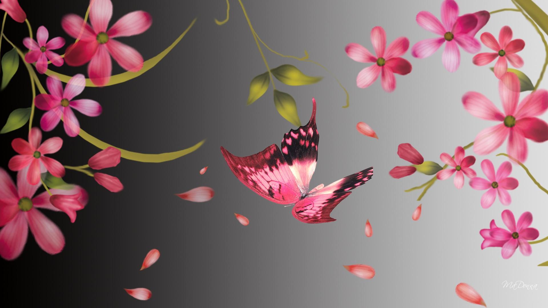 Бабочки подлетающие к цветкам без смс