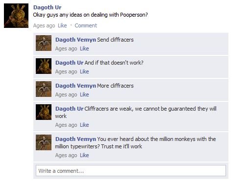 Morrowind retold via the medium of Facebook