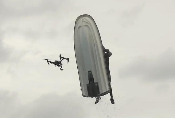 See an airborne jet ski wipe out a drone
